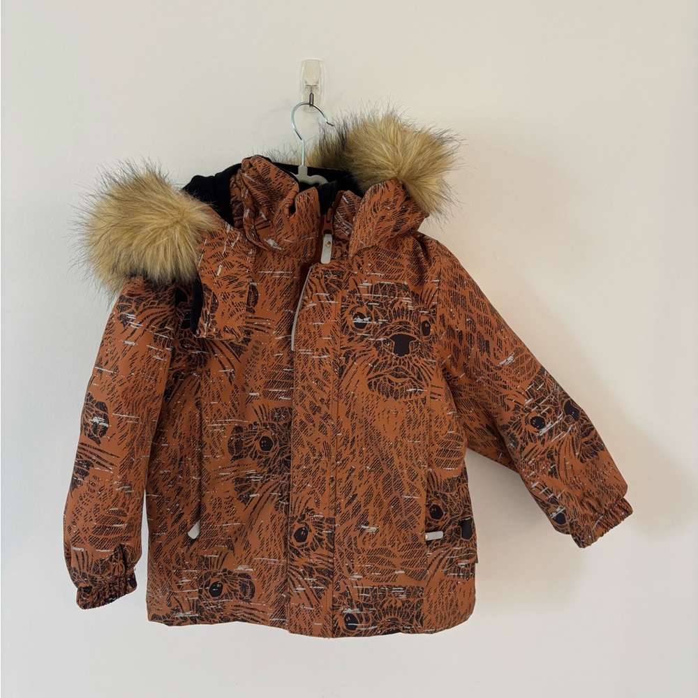 Reima Stylish Kids' Patterned Puffer Jacket with Faux Fur